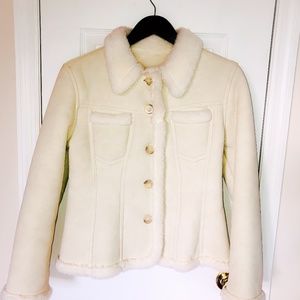 Off white leather French brand jacket